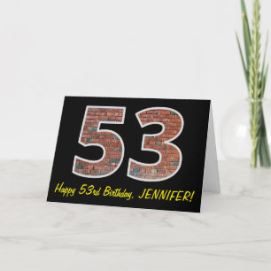 Carte 53e anniversaire - Motif de mur de briques "53" av