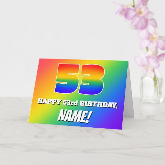 Carte 53e anniversaire : Motif Rainbow multicolore # 53 (Orchidée)