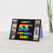 Carte 53e anniversaire : Rainbow Text, Custom Photos & N (Devant)