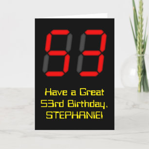 Carte 53ème anniversaire : Rouge Digital Clock Style "53