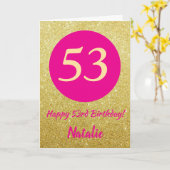 Carte 53ème joyeux anniversaire Hot rose et Parties scin (Fleur jaune)