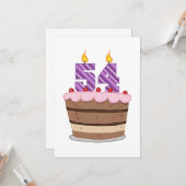 Carte 54 ans sur le gâteau d'anniversaire (Devant/Arrière en situation)