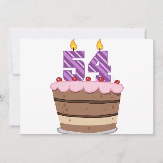 Carte 54 ans sur le gâteau d'anniversaire (Devant)