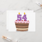 Carte 54 ans sur le gâteau d'anniversaire (Devant/Arrière en situation)