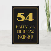 Carte 54e anniversaire - Art Déco Inspiré Look "54" & No (Devant)