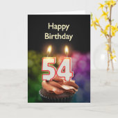 Carte 54e anniversaire avec bougies (Fleur jaune)