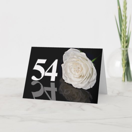 Carte 54e anniversaire avec une rose blanche class (Devant)