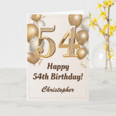Carte 54e anniversaire Ballons d'or et Confetti annivers (Fleur jaune)