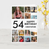 Carte 54e anniversaire Collage photo 13 photos noir blan (Fleur jaune)