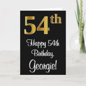 Carte 54e anniversaire ~ Elégant Luxueux Faux Gold Look  (Devant)