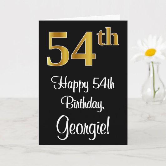 Carte 54e anniversaire ~ Elégant Luxueux Faux Gold Look  (Petite plante)