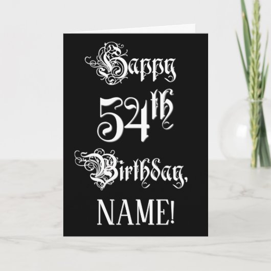 Carte 54e anniversaire : Fancy, Elegant Script + Nom per (Devant)