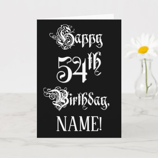 Carte 54e anniversaire : Fancy, Elegant Script + Nom per (Petite plante)