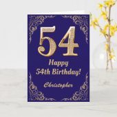 Carte 54e anniversaire Marine Parties scintillant bleu e (Fleur jaune)