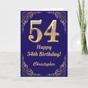 Carte 54e anniversaire Marine Parties scintillant bleu e