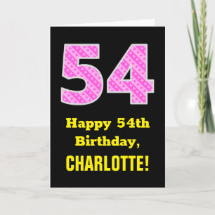 Carte 54e anniversaire : Pink Stripes and Hearts "54" + 
