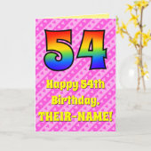 Carte 54e anniversaire : Pink Stripes & Hearts, Arc en c (Fleur jaune)