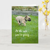 Carte 54e anniversaire Puppy Running (Fleur jaune)