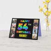 Carte 54e anniversaire : Rainbow Text, Custom Photos & N (Fleur jaune)