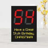 Carte 54e anniversaire : Rouge Digital Clock Style "54"  (Fleur jaune)