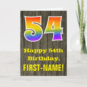 Carte 54e Anniversaire : Rustique Faux Aspect Bois, Arc-