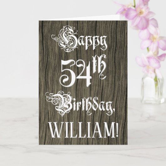 Carte 54e anniversaire : Texte élégant et raffiné; Faux (Orchidée)