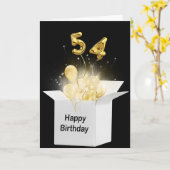 Carte 54e Ballons d'anniversaire en boîte blanche (Fleur jaune)