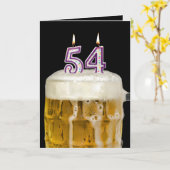 Carte 54th Birthday Bière sur noir (Fleur jaune)