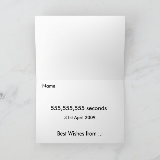 Carte 555 555 555 secondes (17 ans + 7 mois) (Intérieur)