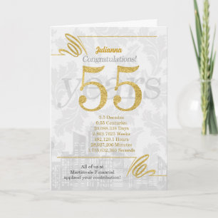 Carte 55 ans Anniversaire de l'employé Élégance de l'ent