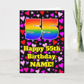 Carte 55e anniversaire : Amour Hearts Motif, Arc-en-ciel (Devant)