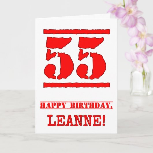 Carte 55e anniversaire : Amusant, Timbre en caoutchouc r (Orchidée)