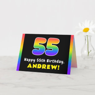 Carte 55e anniversaire : Arc-en-ciel coloré # 55, Nom pe