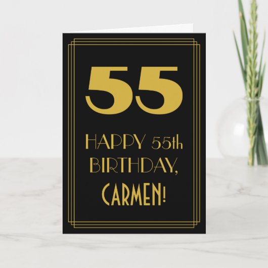 Carte 55e anniversaire - Art Déco Inspiré Look "55" & No (Devant)