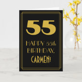 Carte 55e anniversaire - Art Déco Inspiré Look "55" & No (Fleur jaune)