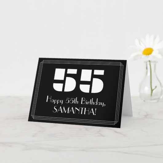 Carte 55e anniversaire : Art Déco Inspiré Look "55" & No (Petite plante)