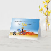Carte 55e anniversaire avec une moto flamboyante (Fleur jaune)