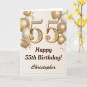 Carte 55e anniversaire Ballons d'or et Confetti Annivers (Fleur jaune)