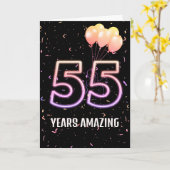 Carte 55e anniversaire Ballons et Confetti (Fleur jaune)