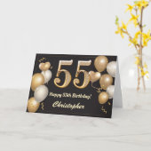 Carte 55e anniversaire Ballons noirs et or Anniversaire (Fleur jaune)
