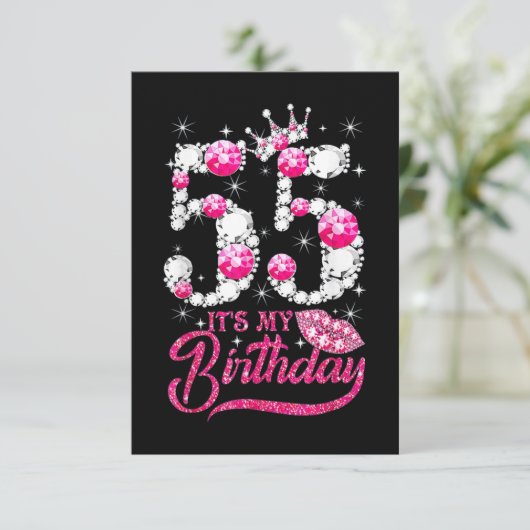 Carte 55e anniversaire Chaussures à talon élevé Diamant (Debout devant)