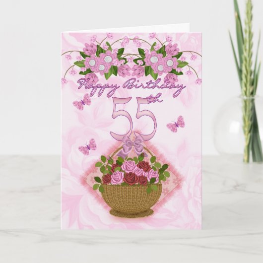 Carte 55e anniversaire dame spéciale, Roses et fleurs -  (Devant)