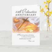 Carte 55e anniversaire de l'ordination, bougie croisée (Fleur jaune)