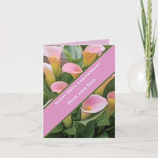 Carte 55e anniversaire du Mariage Pink Calla Lily (Devant)