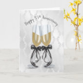Carte 55e anniversaire du Mariage Toast de Champagne (Fleur jaune)