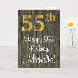 Carte 55e anniversaire : Elégant Faux Gold Look #, Faux