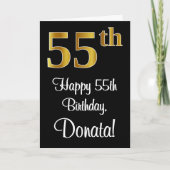 Carte 55e anniversaire ~ Elégant Luxueux Faux Gold Look  (Devant)