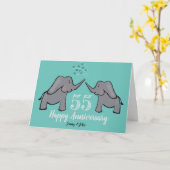 Carte 55e anniversaire émeraude mariage éléphant mignon (Fleur jaune)