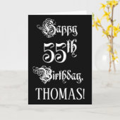 Carte 55e anniversaire : Fancy, Elegant Script + Nom per (Fleur jaune)