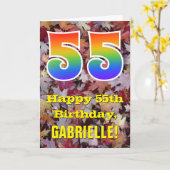 Carte 55e anniversaire; feuilles d'automne rustiques; ar (Fleur jaune)